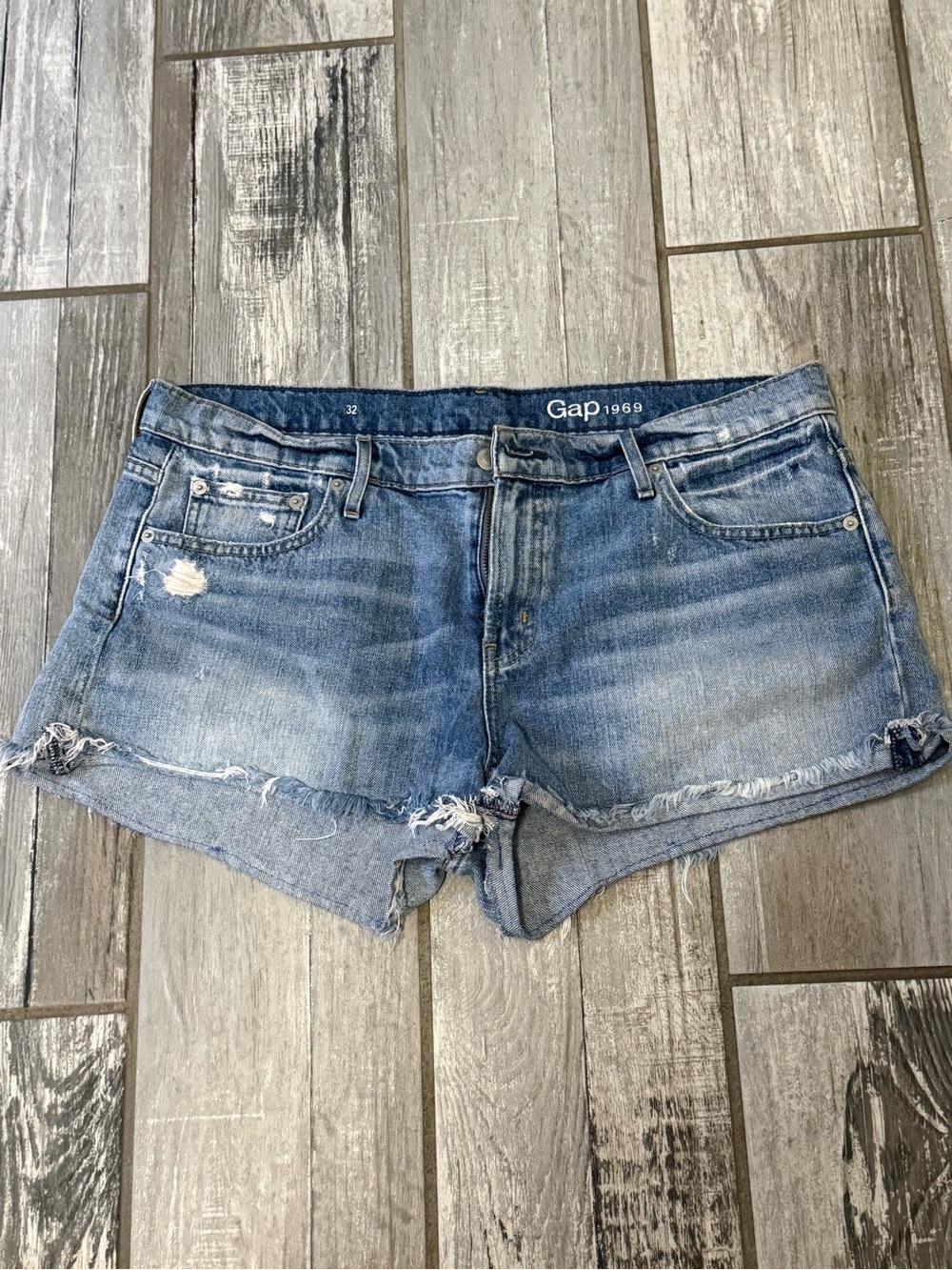 GAP Light Blue Distressed Cutoff Jean Shorts